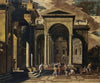A Capriccio Of The Exterior Of An Elaborate Palace With Saint Peter Healing The Lame