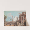 A capriccio with a Gothic church and antique ruins by Marco Ricci