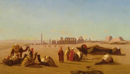 A Caravan At Rest, The Temple Of Karnak, Thebes In The Distance