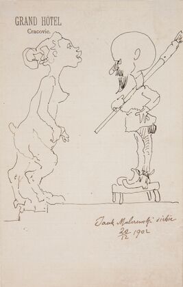 A caricature of Jacek Malczewski with a fauna