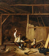 A carpenter in a barn