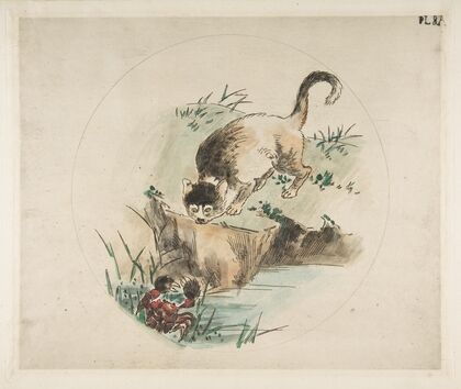 A Cat Hunting a Crab (1850–1914) — size preview