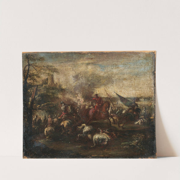 A cavalry battle scene by Francesco Graziani