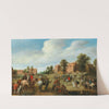 A cavalry unit halting near a village by Joost Cornelisz Droochsloot
