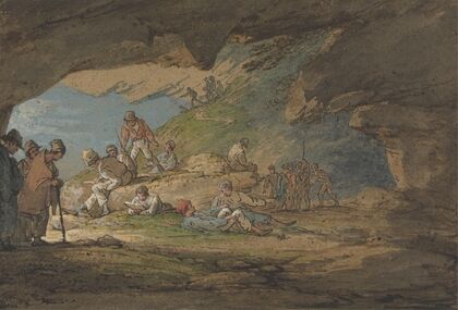 A Cave in Sunlight, with Figures
