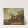 A Chestnut Hunter And His Groom In A Landscape by Charles Towne