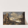 A coastal landscape with shipwrecks and ruins by Salvator Rosa