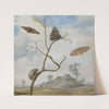 A Cockchafer On A Branch, Two Butterflies, A Moth And A Small Beetle Above, And A Landscape Behind by Margareta de Heer