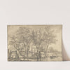 A Cottage Hidden Among Trees on a Riverbank by Adriaen Hendriksz. Verboom