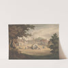 A country village; With cart and numerous figures in foreground by Thomas Rowlandson