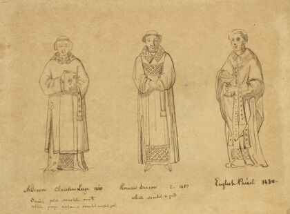A deacon Cloisters Leige, 1460; Roman deacon, c. 1450; English priest, 1480