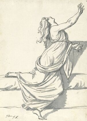 A Distraught Woman with Her Head Thrown Back