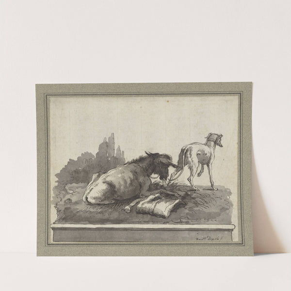 A Donkey Lying on the Grass, with an Italian Greyhound (on a Base) (late 18th century) by Giovanni Domenico Tiepolo