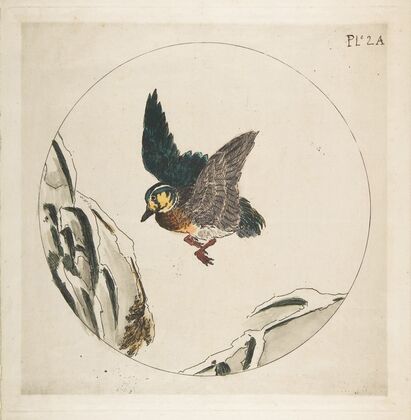A Duck flying over Snow-covered Branches (1850–1914)