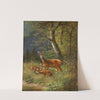 A Family of Red Deer in a Forest Glade (1898) by Moritz Müller