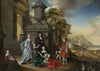 A Family Portrait On The Grounds Of A Villa With An Italianate Harbor Scene Beyond