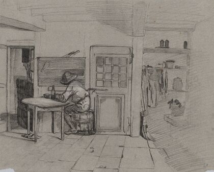 A Farmhouse Interior with a Boy at a Table (c. 1846)