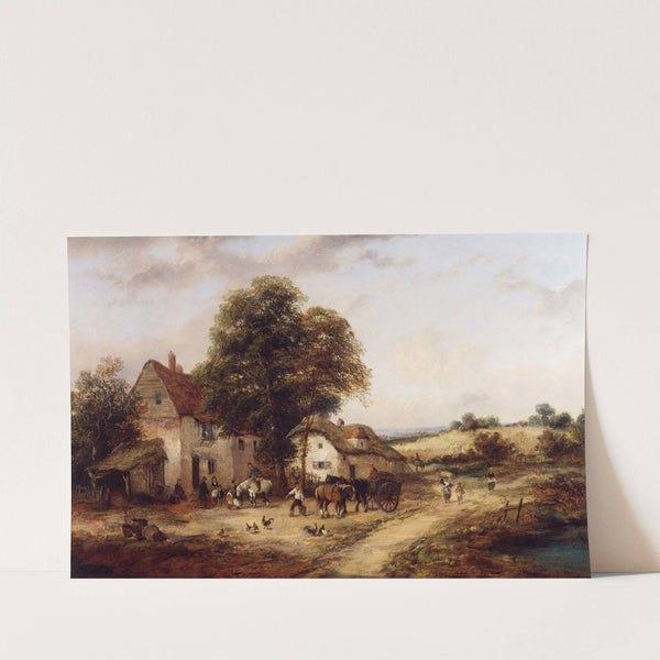 A Farmyard with Figures &amp; Horses by Georgina Lara