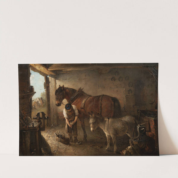 A Farrier Shoeing A Plough Horse by Edward Robert Smythe