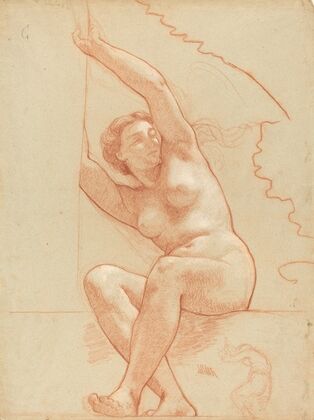A Female Nude Seated on a Ledge (1863-1866)