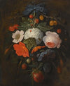 A Festoon Of Flowers And Fruit, Including A Pink Rose, A Poppy, A Snowball, Gooseberries And Fraises De Bois, Along With A Variety Of Insects