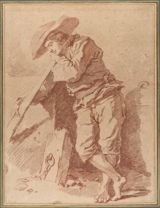A Fisherman Leaning on an Oar
