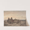 A Fisherman&#039;s Family at the Beach, the Mother and One of the Children Sitting in a Cart by Jan Gerard Smits