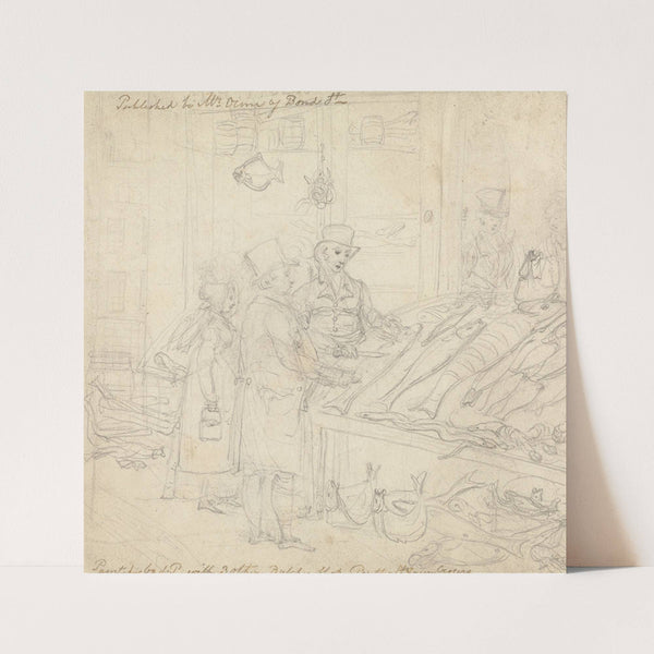 A Fishmonger&#8217;s Shop with Customers Outside by James Pollard