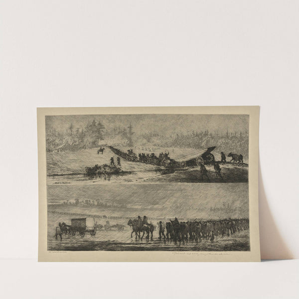 A-flank march across country during a thunderstorm. (1876) by Edwin Forbes