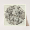 A Flutist and Drummer Before a Moated Castle (1515) by Master of the Berlin Roundels