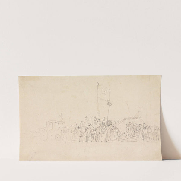 A Gathering of Horsemen, With Coach, Tents, Flags, etc. by Sawrey Gilpin