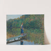 A Girl on a Jetty, fishing by Josef Engelhart