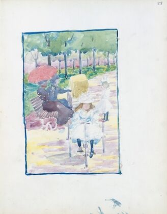 A girl riding a tricycle in the park (1895–1897) — size preview