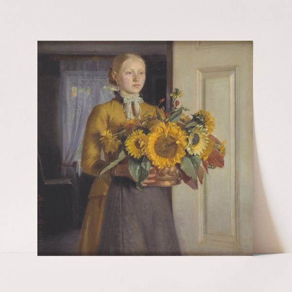 A Girl with Sunflowers by Michael Ancher
