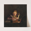 A Girl Writing by Lamp Light by Emma von Müller