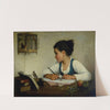 A Girl Writing; The Pet Goldfinch (circa 1870) by Henriette Browne