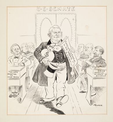 Stephen B. Elkins Entering the Senate to Claim the Seat he has Bought by Liberal Contributions to Party Funds (1888-1890)