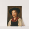 A Graceful Young Girl in Traditional Costume with a Hat by Franz von Defregger