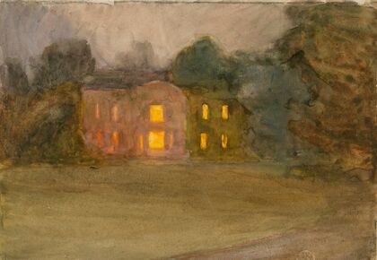 A Great House Lit at Night