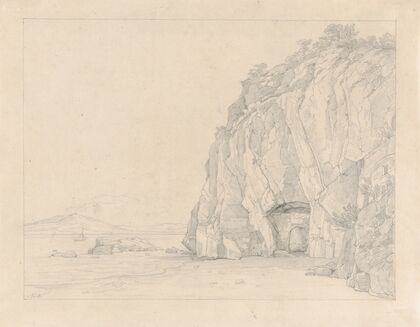 A Grotto near Sorrento, with a Distant View of the Vesuvius