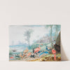 A Group Of Exotic Birds In A Landscape Beneath Palm Trees, A Building And Mountains Beyond by Johannes van Bronckhorst