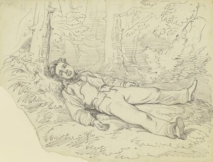 A hanged man lying in the forest