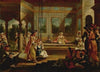 A Harem Scene With Soldiers Smoking And Odalisques Relaxing And Playing On a Swing In An Interior Courtyard