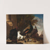 A Hen with Peacocks and a Turkey (c. 1680) by Melchior d'''Hondecoeter