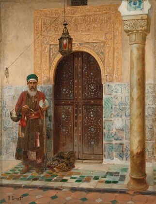A holy man by an entrance