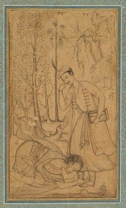 A holy man prostrating himself before a learned prince (c. 1585) — size preview