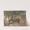 A Horse, Dog and Figures outside a Cottage by Conrad Gessner