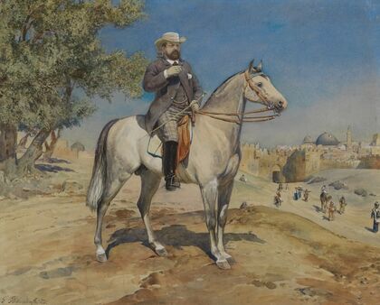 A horseman by a Jerusalem Gate