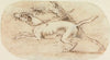 A Hound Tethered to a Tree Stump