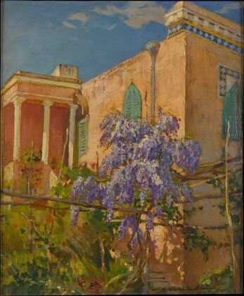 A House with Flowering Trees along the Amalfi Coast of Italy (circa 1928)